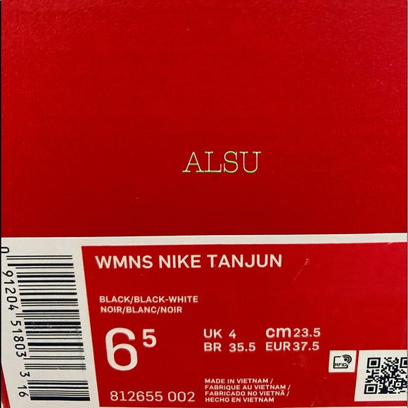 Nike Tanjun Canvas Black Women’s Sneakers - Picture 8 of 8